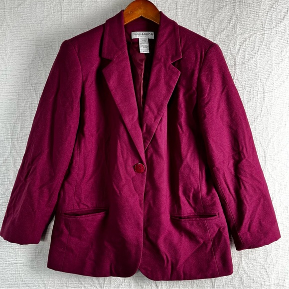 Vintage 100 Wool Blazer Womens 10P Mauve Pink Sag Harbor 1 Button Jacket Lined - Picture 1 of 16